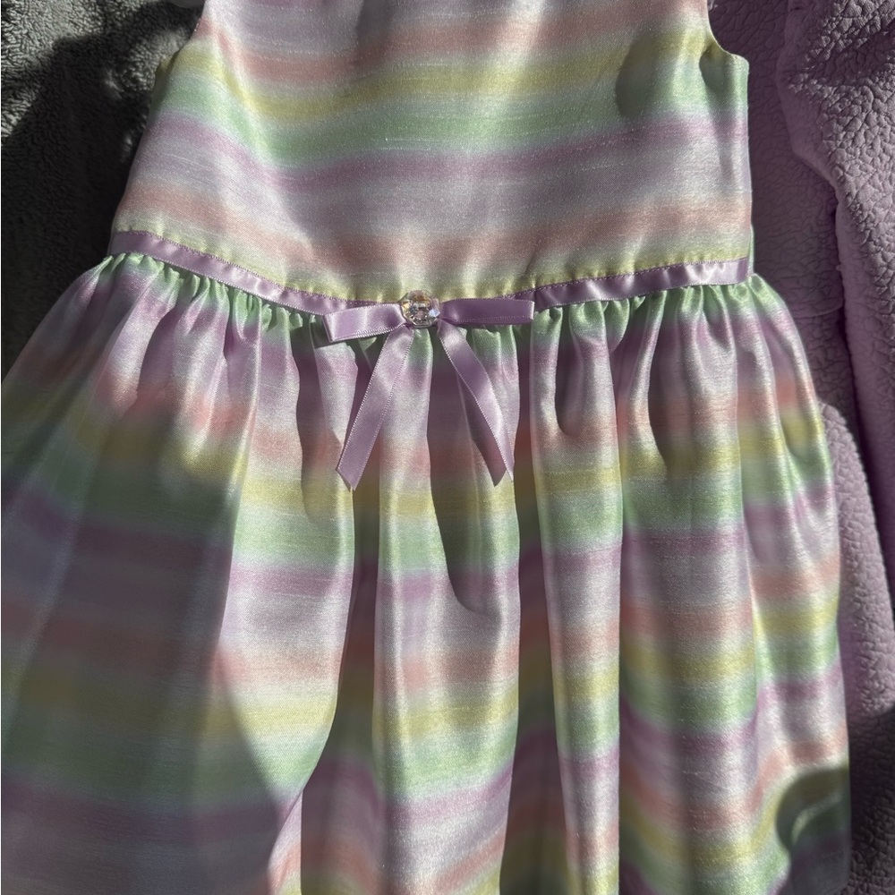 BONNIE JEAN Pastel Striped and Purple Toddler Easter Dress Set - Picture 9 of 11